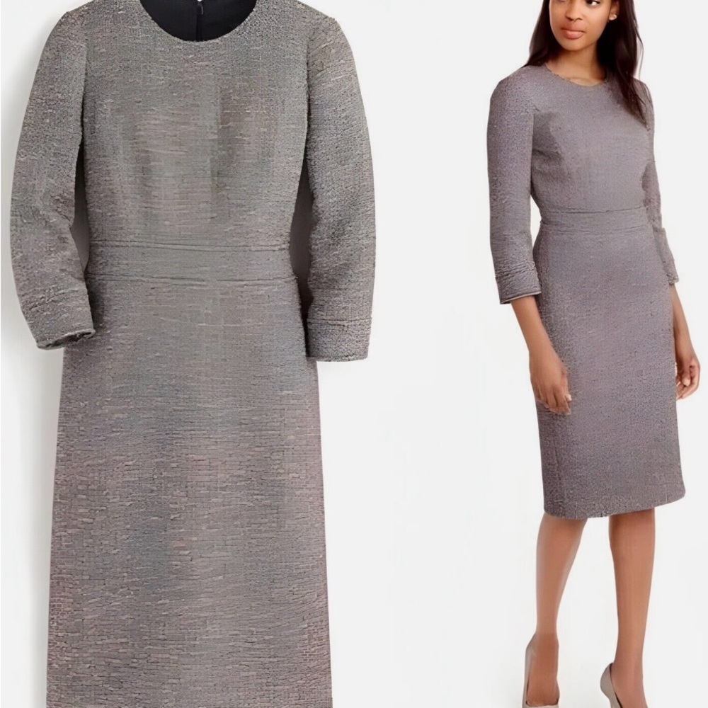 JCrew Multicolor Neon Fleck Tweed Sheath 3/4 Sleeve Lined Dress
